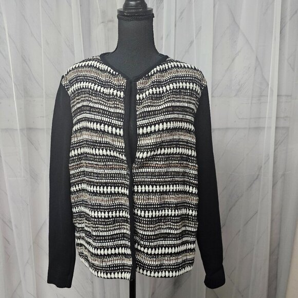 Chico's Black Gray Knit Boho Cardigan Sweater Size 2 (L) - Picture 14 of 14
